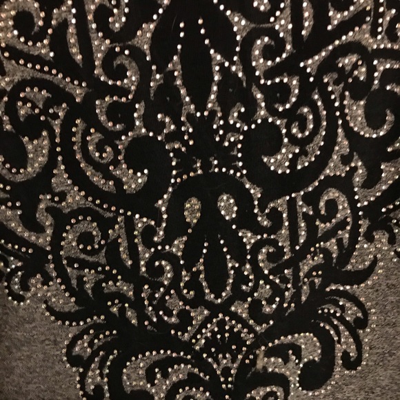 💎 Vocal 💎 Embellished Top - L - Gray - Picture 3 of 4